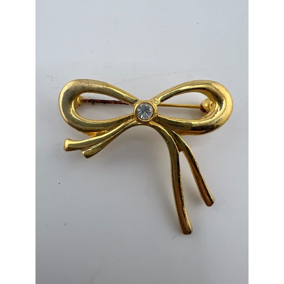 Vintage Gold Brooch Pin‎ with Rhinestones Boho Beautiful - Picture 1 of 4
